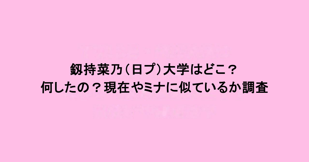 釼持菜乃（日プ）大学はどこ？何したの？現在やミナに似ているか調査